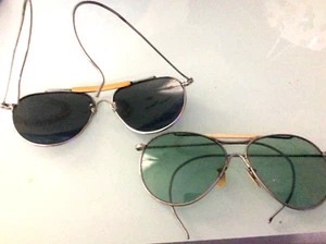 Antique Aviator Pilot Ray Ban Sunglasses Bakelite Crossbar Round 2pr 1940's - Picture 1 of 10