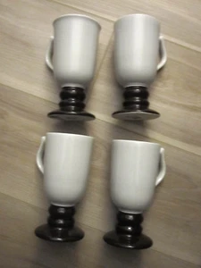 4 Vintage Hall Irish Coffee Cups Pedestal Mugs Ivory Brown 1273 Made USA - Picture 1 of 3
