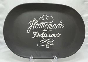 Threshold / Target Gray Oval Serving Platter  15" x 10” “Homemade And Delicious” - Picture 1 of 4