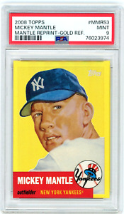 MICKEY MANTLE 2008 Topps GOLD Refractor 1953 Reprint #MMR-53 PSA 9 Yankees