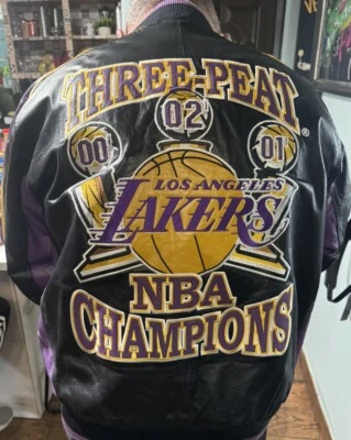 LA Lakers Three Peat Leather Jacket Size Large - Image 1 of 4