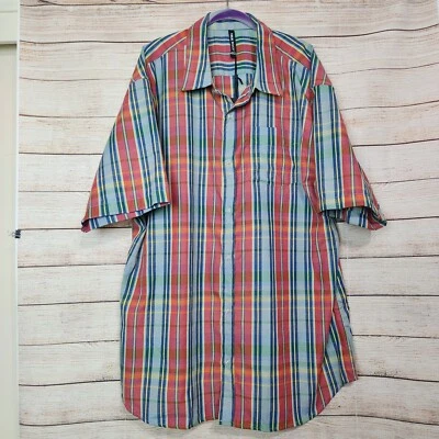 NWT Mens Big & Tall True Rock 4XL Button Down Multi Colored Plaid Shirt Red Blue - Image 1 of 4