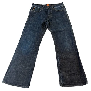Hugo Boss Jeans Mens 33 30 * Relaxed Bootcut Dark Wash Blue Neppy Stretch - Picture 1 of 12