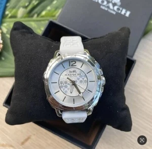Nuevo con etiquetas 14503146 Reloj Coach Blanco Mujer Novio Logo-Repujado Correa de Goma 34mm - Imagen 1 de 12