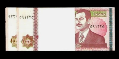 IRAQ 10,000 X 100 Pcs  Lot MILLION IRAQI DINARS BUNDLE Last SADDAM 2002 NOTE - Image 1 of 4