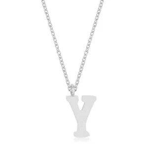 Rhodium Plated Stainless Steel Letter Y Initial 16+2" Necklace for Men or Women - Picture 1 of 1