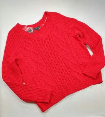 Suéter de mujer Lord and Taylor talla L cable marrasquino alegre Foto 1 de 4