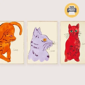 25 Cats Name Sam Andy Warhol 3 Prints A3 size - Pop Art Cats Warhol Posters Cat - Picture 1 of 5