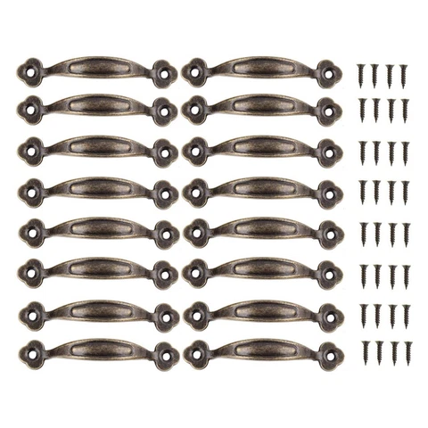 16Pcs Pulls Handles Antique Vintage Bronze Dresser Drawer with Screws 3.15 inch Cover