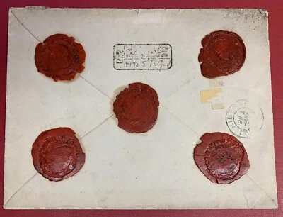 Francia, 15c y 50c Paz y Comercio Usado en Cubierta Registrada 1893, 5 Sellos Rojos Foto 1 de 2