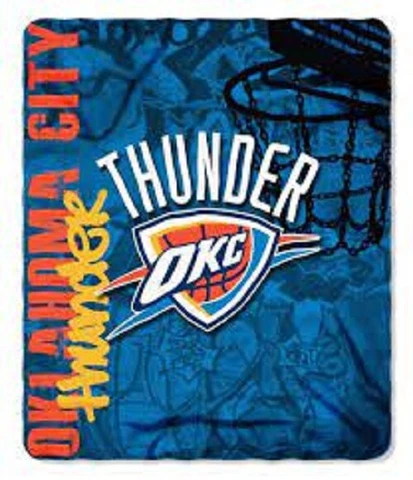 NBA Oklahoma City Thunder 50" by 60" Rolled Fleece Blanket Hard Knocks Design Cover