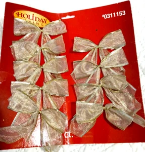 Holiday Living Gold Sequin Sparkle Bows Wired Edge Indoor Outdoor 9 Pack K- MART - Picture 1 of 11