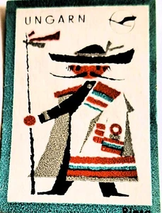 LUFTHANSA Etikett Streichholzheftchenhülle 50er Jahre UNGARN 2 Zoll x 1 1/4 Zoll - Bild 1 von 1