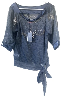 Patrizia Pepe Sera Gray Lace NWT Beaded Sequin Embellished Blouse Top - Image 1 of 4