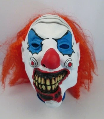 Scary Clown Mast Latex with Red Hair Costume Adult Horror IT Crazy NEW  - Image 1 of 4