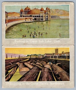 GREAT PACIFIC NORTHWEST RAILROAD SALT LAKE UTAH FALTBARE DOPPELTE ANTIKE POSTKARTE - Bild 1 von 2