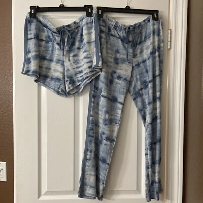 Lucky Brand Women's MED Knit Loungewear Pants & Shorts Blue White Pattern - Image 1 of 4