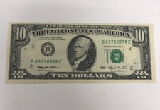 1993 Federal Reserve Note $10 B New York, New York