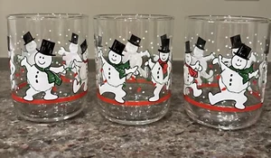 3 Vintage Libbey Dancing Snowman Lowball Glasses. EUC - Picture 1 of 5