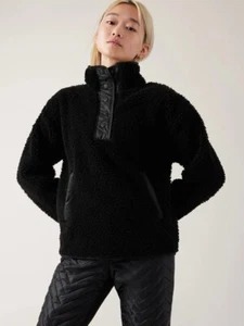 NEW Athleta Power Of She Black 1/3 Snap Cozy Sherpa Size XL Retail $150 - Picture 1 of 6