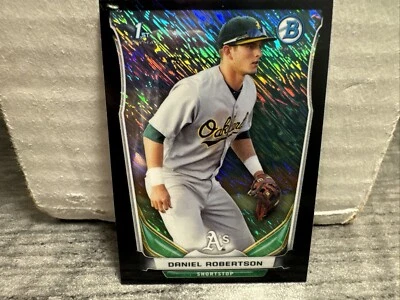 2014 Bowman Chrome mini refrator preto cintilante Daniel Robertson #216 atletismo - Imagem 1 de 2