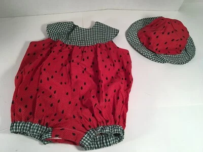 Mameluco de verano de sandía y guinga hecho a mano de colección bebé niña talla 18 meses? Foto 1 de 4