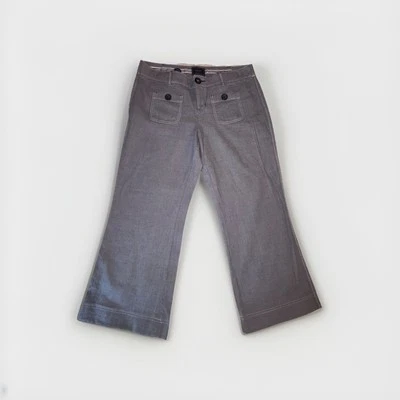 Pantalón American Eagle Pierna Acampanada Mujer 10 Azul Algodón Sarga Tiro Bajo Bolsillos con Botones Foto 1 de 4