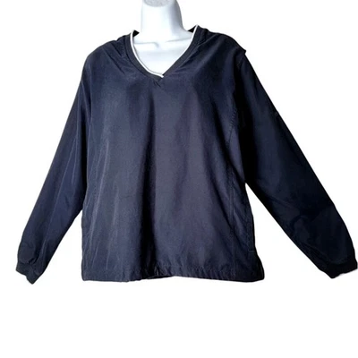 Chaqueta cortavientos suéter Charles River Apparel para mujer M azul marino cuello en V preppy Foto 1 de 4