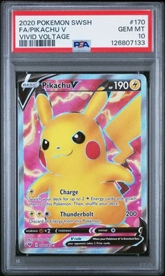 Pokemon Pikachu V Full Art Vivid Voltage 170/185 PSA 10 Gem Mint TCG - Image 1 of 2