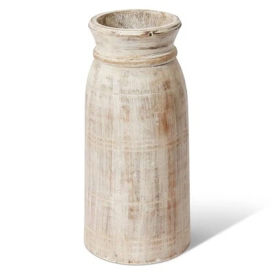 E Style Bharat Wooden Vessel Flower Vase Tabletop Home Decor 35cm Natural - image 1 of 2