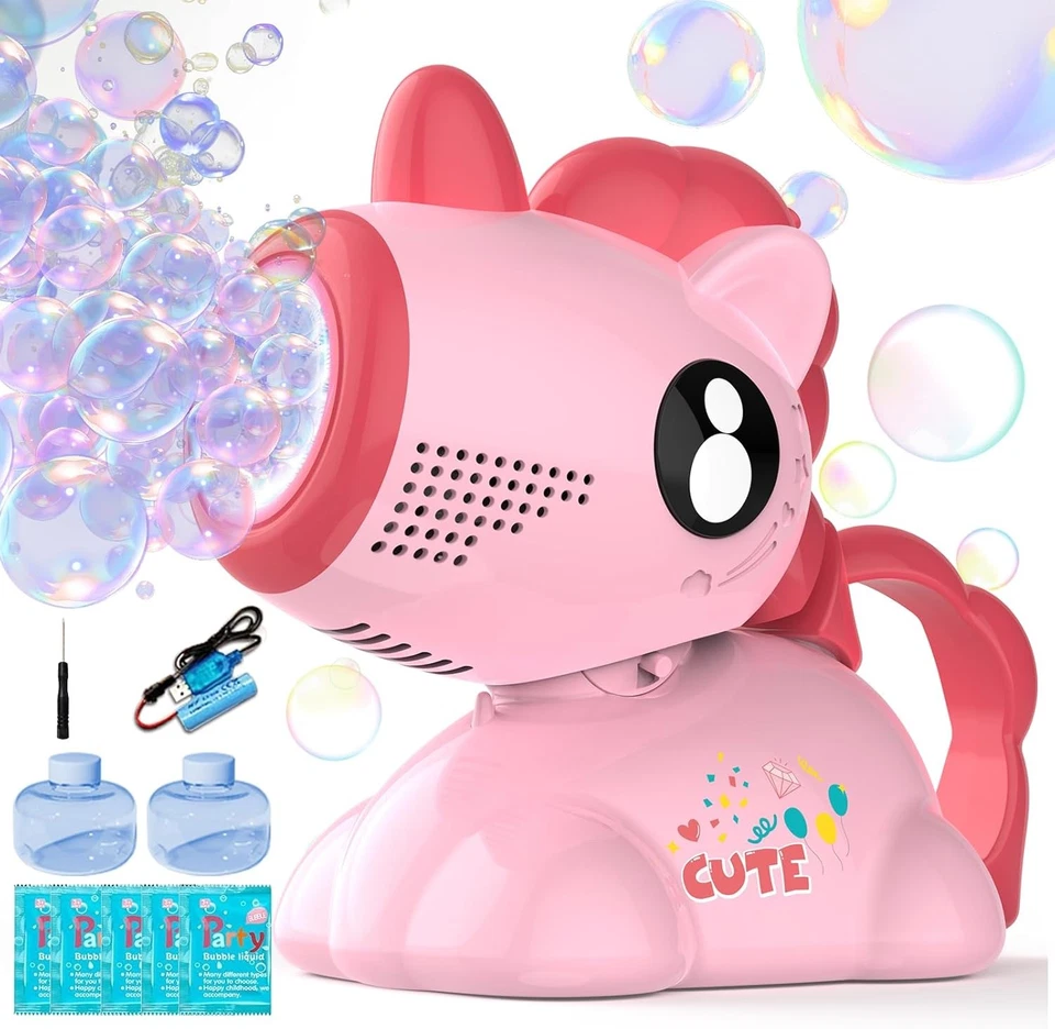 Unicorn Bubble Machine with LED Lights, Non-Toxic Outdoor Kids Toy - Изображение 1 из 4