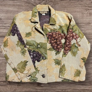 Vtg Scene Weaver Fine Apparel Knit Jacket Wine Grapes By Paul Brent Sz L/XL - Picture 1 of 6