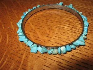 Vintage Southwestern Armband mehrere Steine aufgereiht gebohrt Türkis Silber - Bild 1 von 8