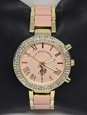 Mujer EE. UU. Polo Assn Moda Rosa Desnudo Tono Dorado Estuche Pulsera Banda Reloj 11 Foto 1 de 4
