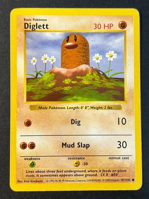 Diglett 47/102 Shadowless Base Set  - Pokemon Card WOTC D LP - Image 1 of 2