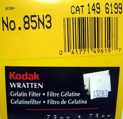 New 75mm 3x3" Kodak 85N3 Wratten Gel Filter Filters - Image 1 of 2