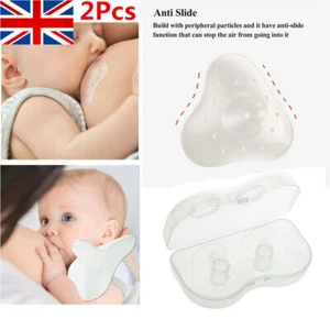 2x Triangular Shaped Silicone Nipple Shield Protectors Breast Feeding for Baby - Picture 1 of 9