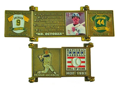 1993 Reggie Jackson Cooperstown MLB HOF Bronze Door Pin in Display Case Yankees - Изображение 1 из 3