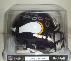 CRIS CARTER - Minnesota Vikings Autographed Mini Helmet w/ Beckett #2W547424 - Picture 1 of 4