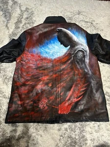 Vintage Hand painted Batman Customized Leather Jacket, fits L to XL - Picture 1 of 9