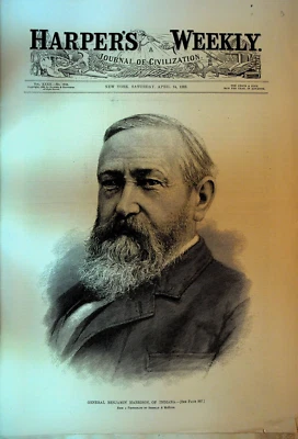 Harper's Weekly April 14 1888 James De Mille Suppression of Black Vote China - Image 1 of 4