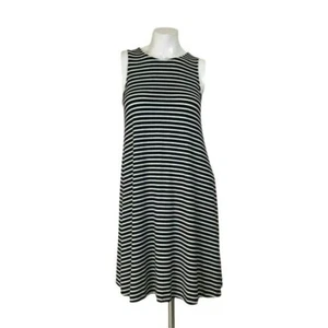Old Navy Womens Dress S Black White Striped Sleeveless Rayon Swing Casual - Picture 1 of 5