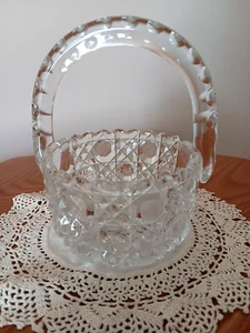 American Brilliant Cut Crystal Basket Wheat Star Sawtooth Edge Vtg. - Picture 1 of 7