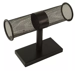Jewellery T-Bar Watch Bracelet Black Metal Mesh Bangle Counter Display Stand - Picture 1 of 2