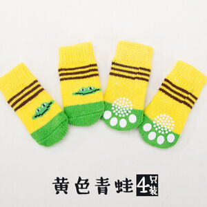 4pcs Non-Slip Dog Socks Knitted Pet Puppy Shoes Paw Print for S/M/L Dogs Cats