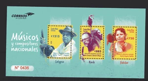 COSTA RICA, 2020, MUSICIANS, BLOCK, MNH - Picture 1 of 1