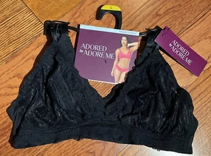 NWT Womens Adored by Adore Me Mandy Unlined Wirefree Black Lace Bra Size Large - Picture 1 of 13