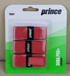 Prince Dura Pro + Over Grip Red - Picture 1 of 3