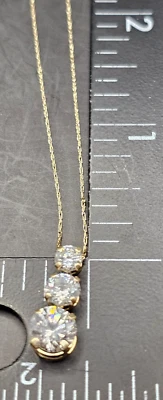 Kay ювелиров 10k желтое золото cz 3 три камня подвеска ожерелье 1,3 грамма - Изображение 1 из 4