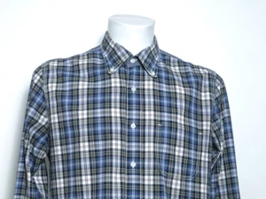 J Lindeberg Mens Shirt Blue White Check Large Slim Fit Long Sleeve - Picture 1 of 15